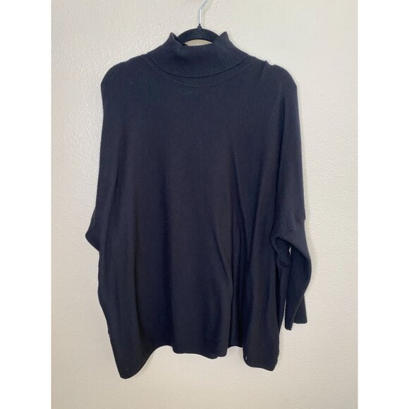 Joseph A. Womens Black Turtleneck Sweater L Rayon Blend Oversized Lightweight - Picture 3 of 7